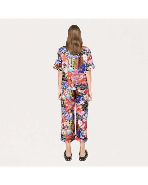 Nissa Red Printed Satin Culottes