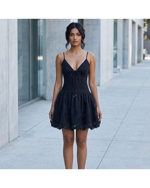 Modenaire Black Bubble Mini Dress Sculpted Bodice