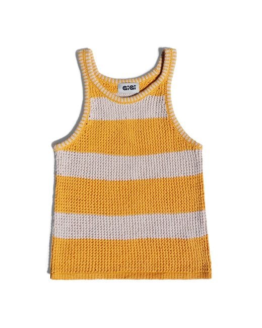 Gigi Knitwear Yellow Mesh Cotton Tank Top