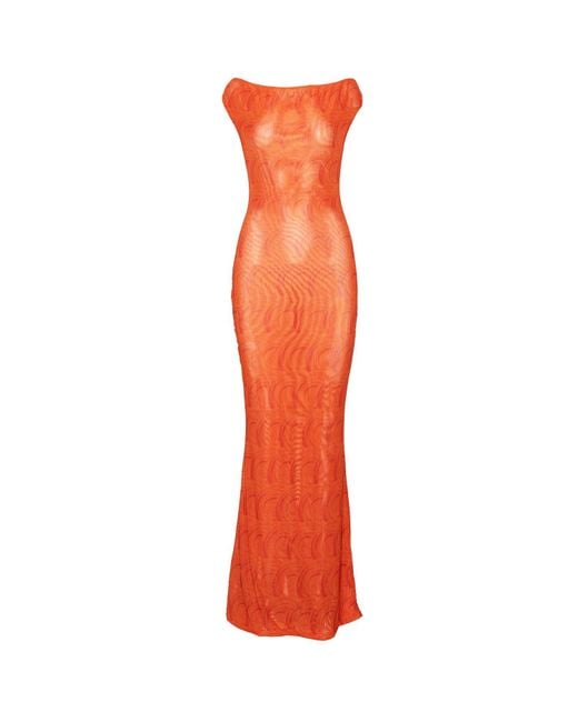 Ofuure Orange Iza Cowl Maxi Dress