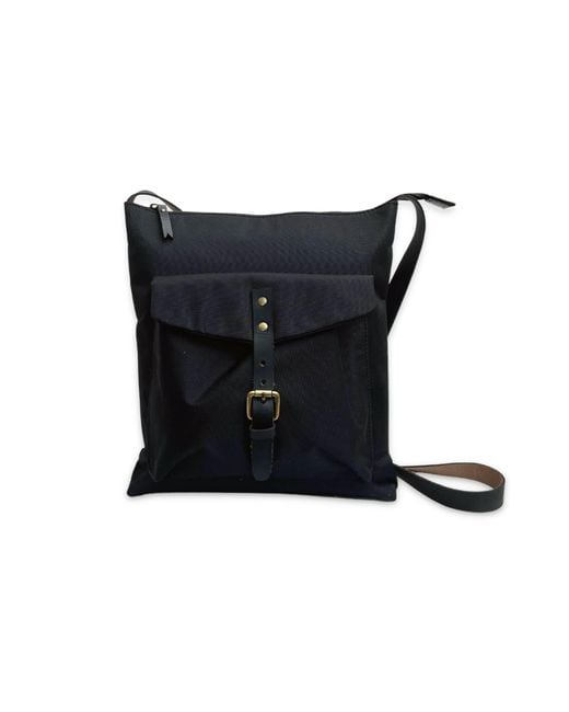 VIDA VIDA Black Nylon & Leather Messenger Bag for men