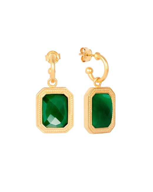 Lila Rasa Green Rectangular Emerald Crystal Hoops