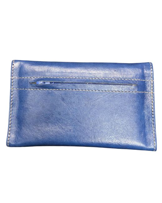 Berber Leather Blue Small Leather Tri-Fold Purse