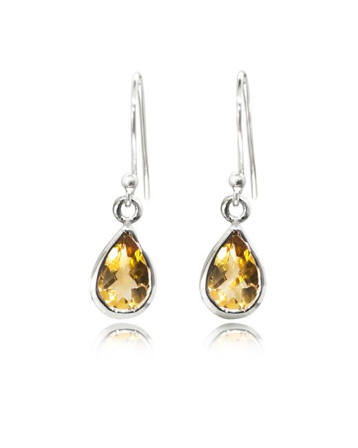 The Jewellery Store London Metallic Faceted Citrine Teardrop Earrings