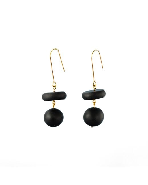 By Chavelli Black Bead Dangle Earrings