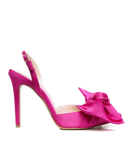 Ginissima Pink Fuchsia Vesa Satin Sandals With Oversized Satin Bow