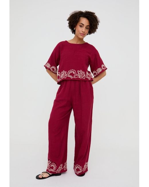 Raffya Milly Wide Leg Embroidered Trouser