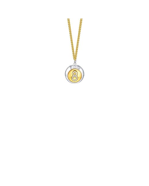True Rocks Metallic 2-Tone 18Kt-Plated & Sterling Mini 8 Ball Pendant On Chain for men