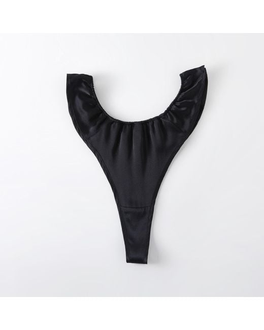 Soft Strokes Silk Black Set Of Two Pure Mulberry Silk T-String Pantie
