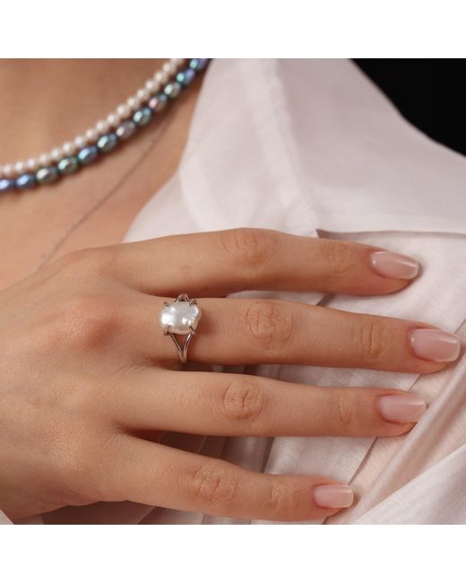 Pearl Code White Keshi Pearl Ring – Statement Ring