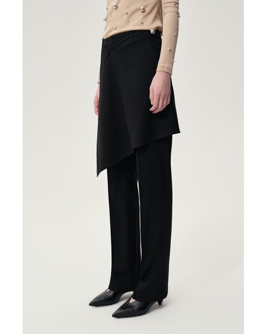 FRONT ROW SHOP Black Layered Skirt Trousers