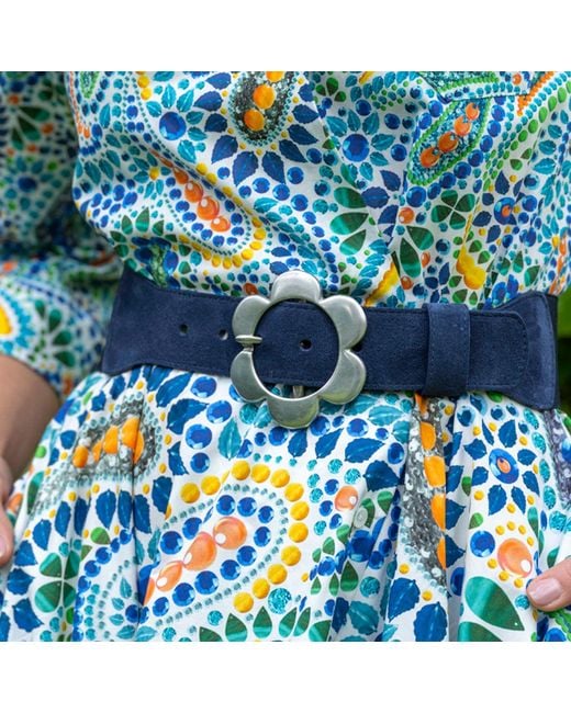 Peachy Belts Ltd Blue Suede Waist Belt & Detachable Chelsea Daisy Buckle