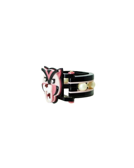 Gissa Bicalho Black Handmade Acrylic Bracelet Tiger