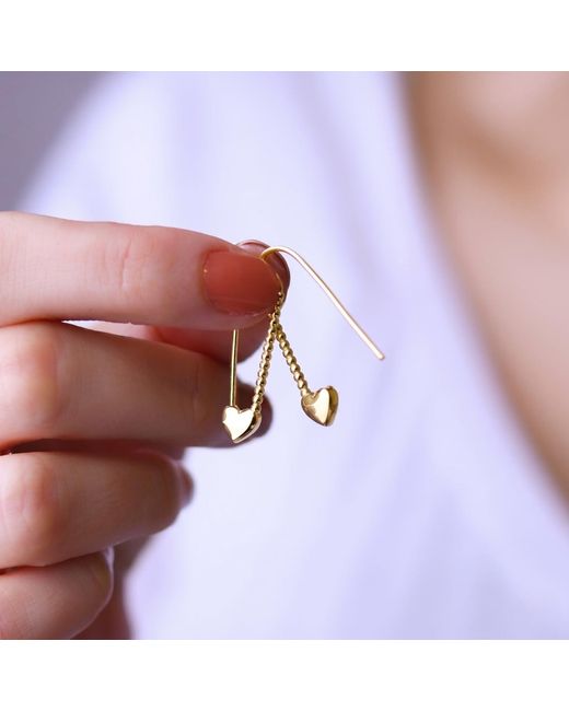 Spero London Metallic Heart Beaded Safety Pin Sterling Earring