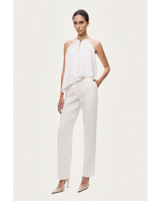 Nocturne White Embellished Halter Blouse
