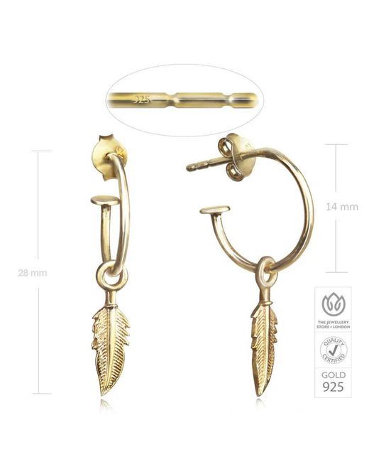 The Jewellery Store London Metallic Open Hoop Earring With Feather Charm