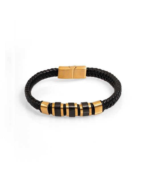 Ebru Jewelry Black Style Fashion Leather & Bracelet for men