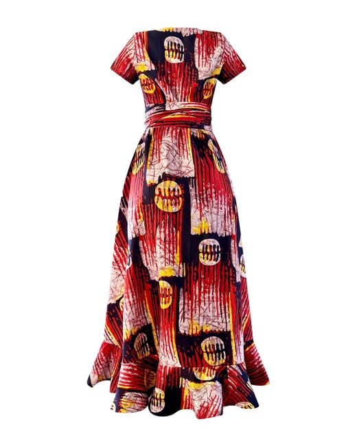 RAHYMA White Baily African Print Wrap Dress