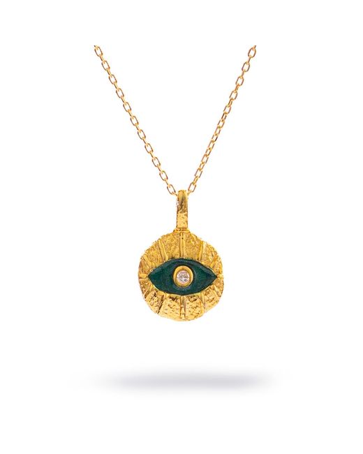 Ebru Jewelry Metallic Emerald Soul Evil Eye Necklace