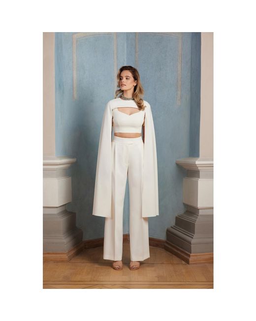 Nomi Fame White Mori Pant Set With Sleeveless Top