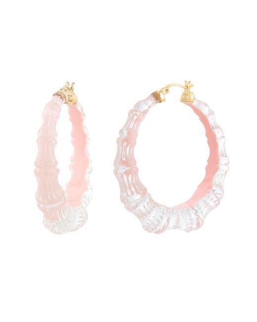 Gold & Honey White Bamboo Illusion Hoops In Ballerina Slipper