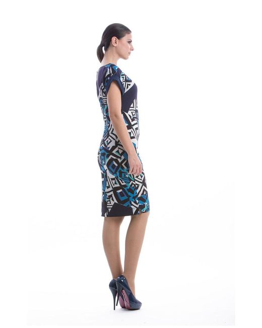 Conquista Blue Straight Print Dress