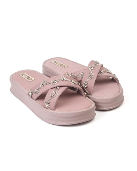 Rettrose Pink The Soraya Luxury Cross Over Embellished Slides