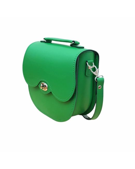 Zatchels Green Handmade Leather Twist Lock Saddle Bag