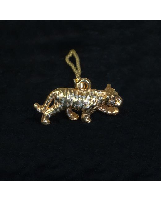 Simon Kemp Jewellers Metallic Big Tiger Prowling Pendant Eighteen Carat On Solid Sterling