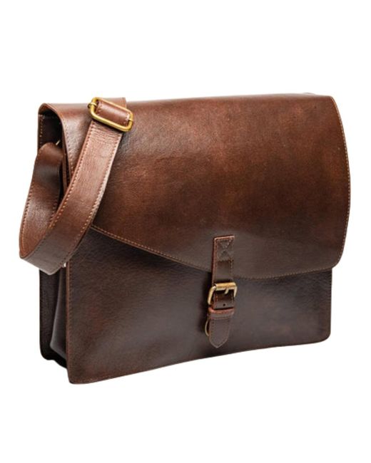 Hides Leather Co. Brown Handmade Leather Messenger Bag, Travel Laptop Briefcase for men
