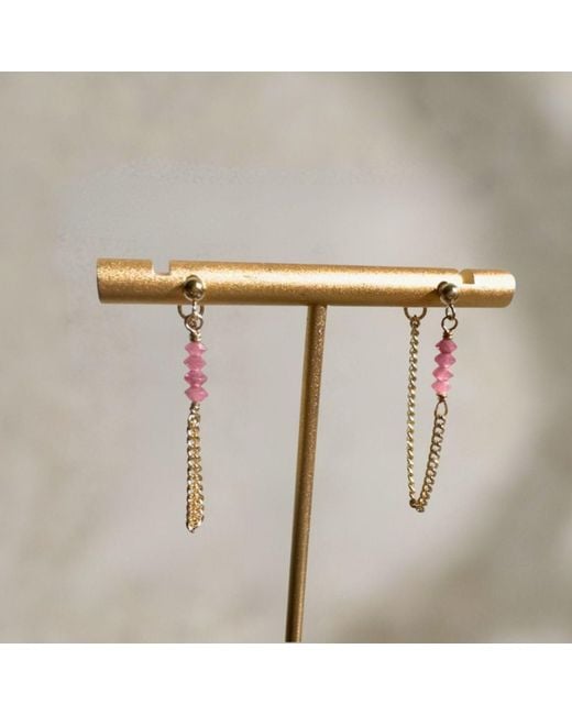 Rachel Nathan Metallic Post Tourmaline & Chain Earrings