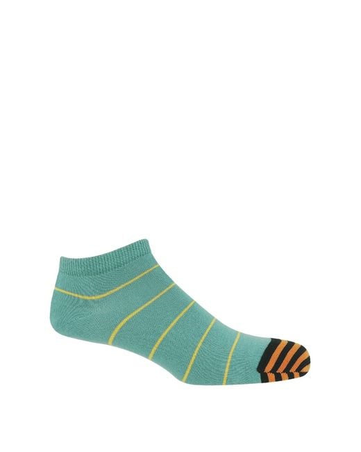 Peper Harow - Made in England Green Thin Stripe Trainer Socks for men
