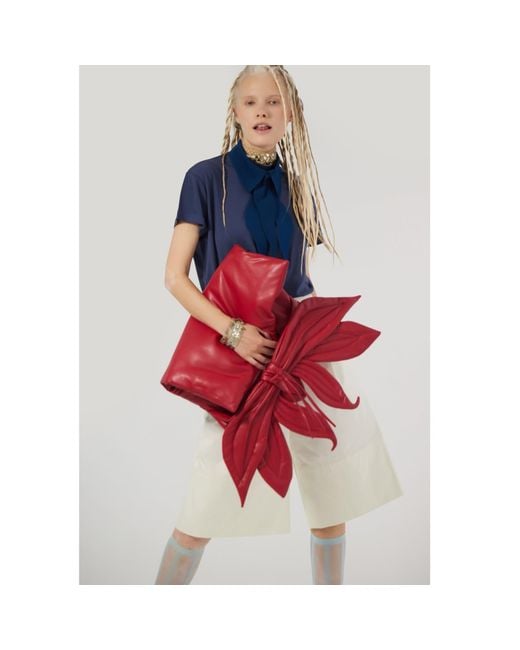 Julia Allert Red Petal Faux Leather Evening Clutch Bag