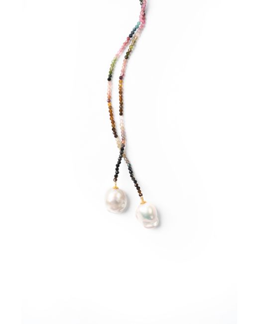 The Link Between Blue Baroque Drop Multi Tourmaline Open Ended Necklace
