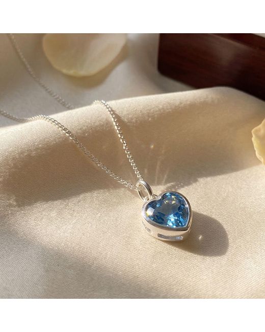 Harfi Blue Mini Heart Topaz December Birthstone Necklace