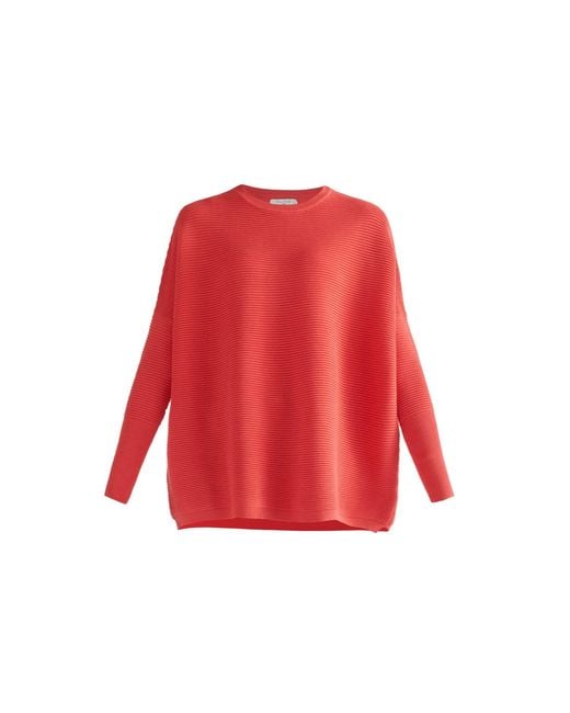 Paisie Red Ribbed Jumper In Strawberry Pink