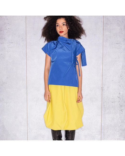 Bianca Popp Blue Halves Blouse With Shoulder Ribbon