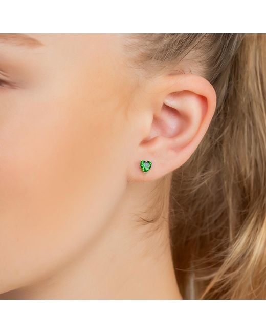 Latelita London Green Asscher Cut Heart Stud Earrings Emerald