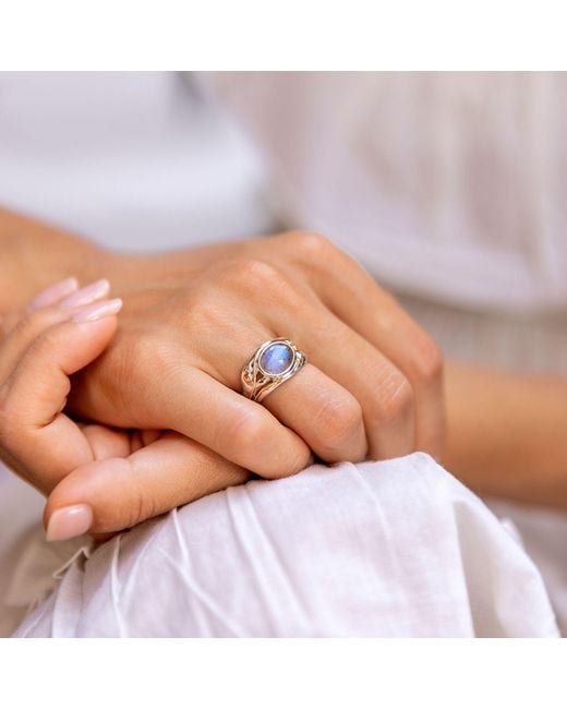 Isla Silver Blue Unique Iridescent Labradorite Ring