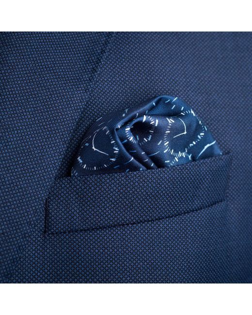 Otway & Orford Blue 'Chronos' Watch Dial Design Silk Pocket Square for men