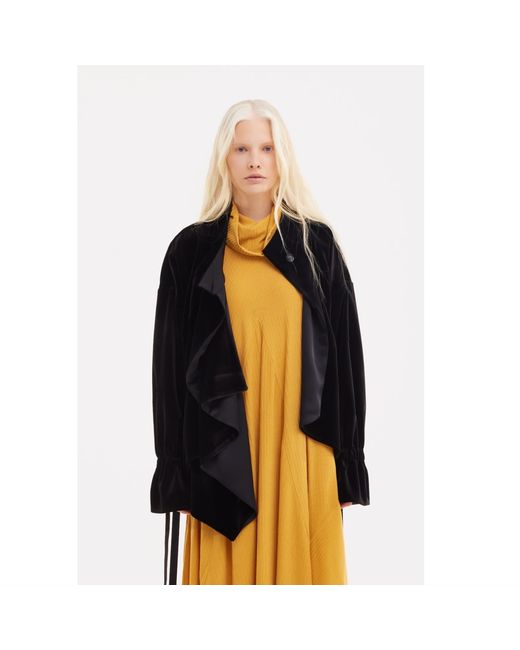 Julia Allert Black Evening Velvet Wrap Jacket With Silk Lining