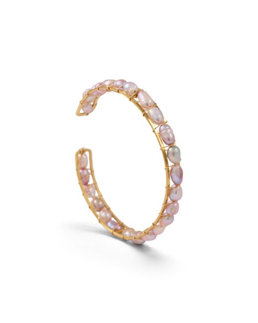 Saachi Metallic Freshwater Pearl Wrapped Cuff