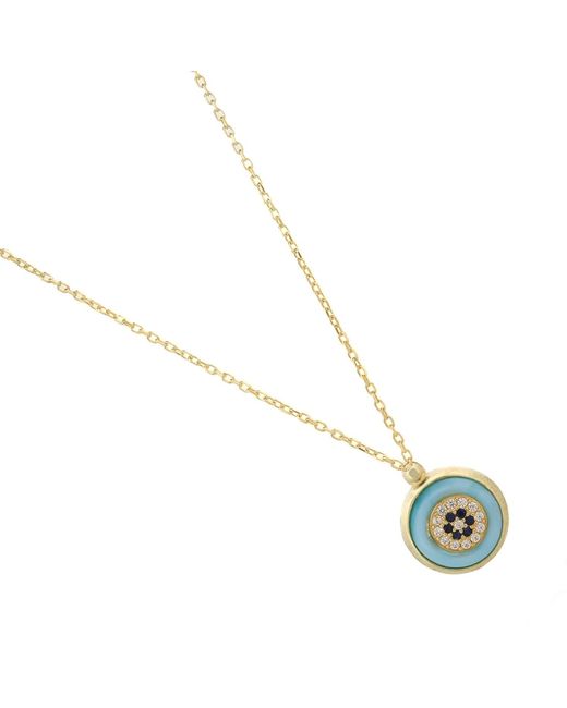 Ebru Jewelry Metallic Enamel Evil Eye Pendant Necklace