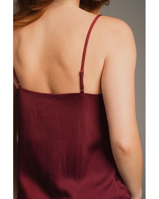 Little Lies Red Nightbird Plum Satin Slip Dress