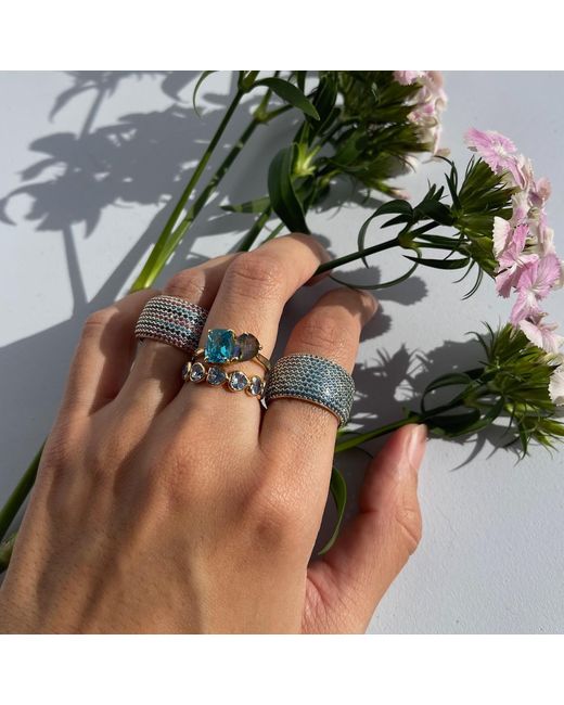 Native Gem Metallic Billionaire Ring- Aquamarine