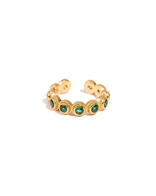 Ebru Jewelry Metallic Emerald Glow Adjustable Plated Stackable Ring