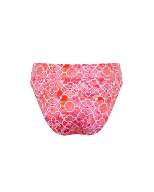 Sophia Alexia Pink Marble Mosaic Rio High Rise Fold Over Bikini Bottoms