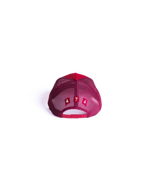474 co Red 474 3 Bars Trucker Hat for men