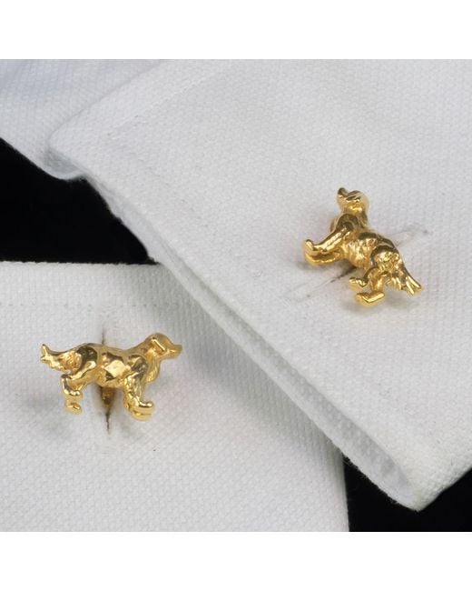 Simon Kemp Jewellers Metallic Golden Retriever Cufflinks Eighteen Carat On Recycled Sterling for men