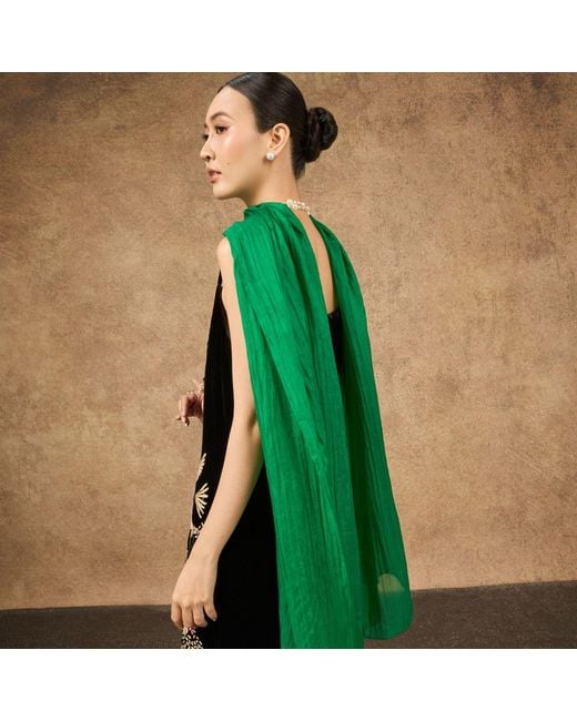Silk and Bears Green Emerald Silk Scarf – Hand-Dyed Mulberry Silk Shawl, Wedding & Evening Wrap